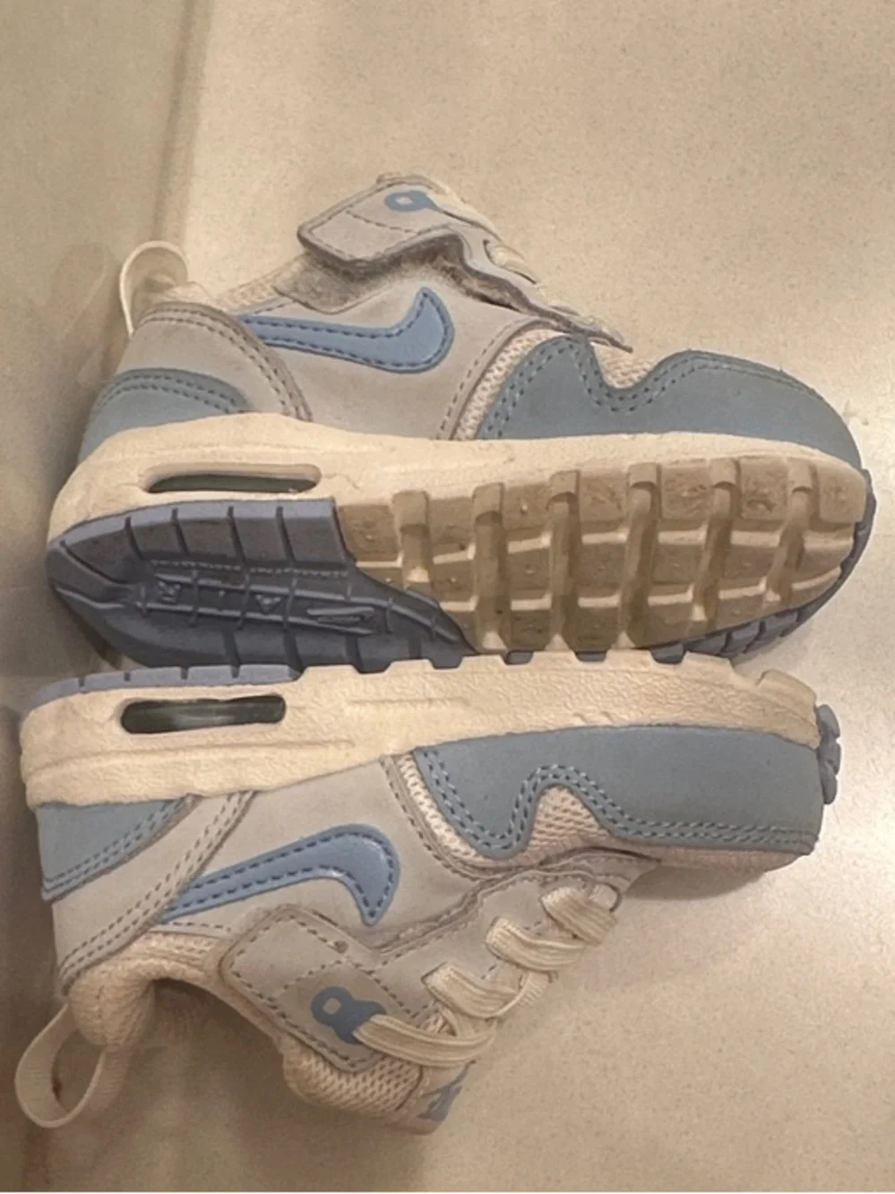 Nike Kids White and Light Blue Casual Sneakers